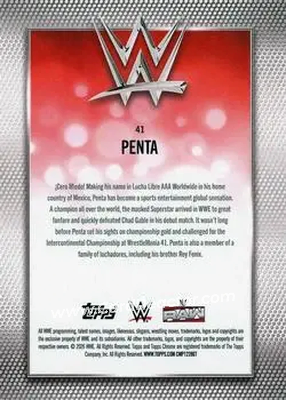 2026 Topps Chrome WWE - Pink Refractor #41 - Penta - Back