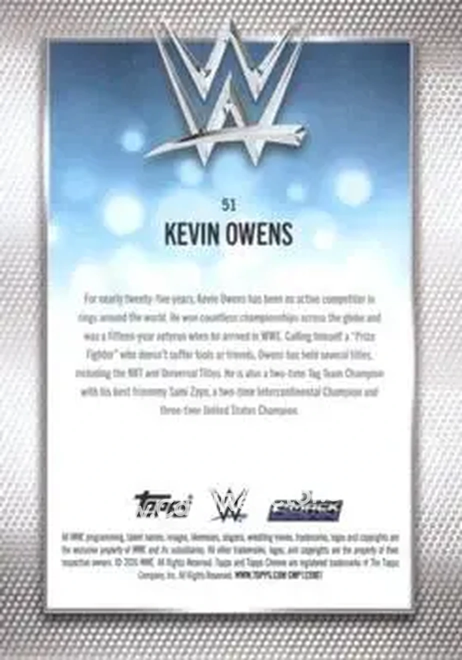 2026 Topps Chrome WWE - Pink Refractor #51 - Kevin Owens - Back