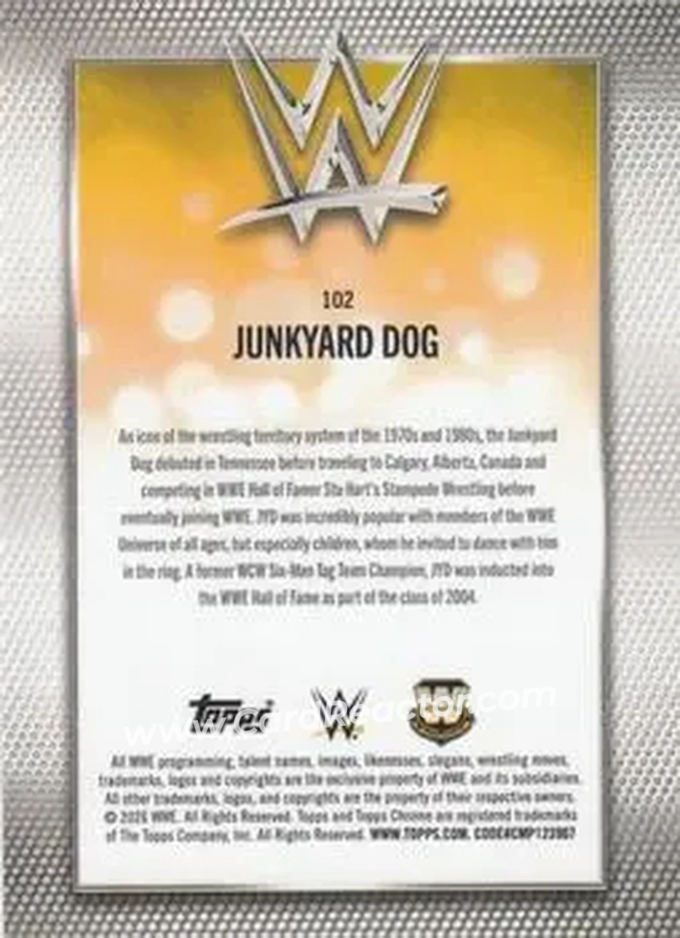 2026 Topps Chrome WWE - Pink Refractor #102 - The Junkyard Dog - Back