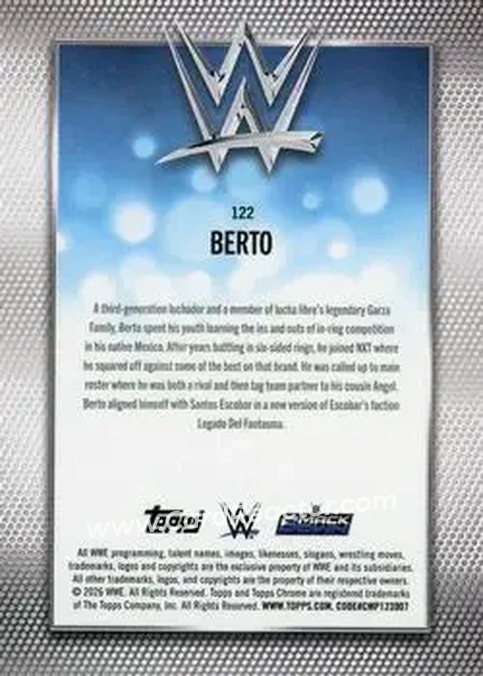 2026 Topps Chrome WWE - Pink Refractor #122 - Berto - Back 2026 Topps Chrome WWE - Pink Refractor #122 - Berto - Back