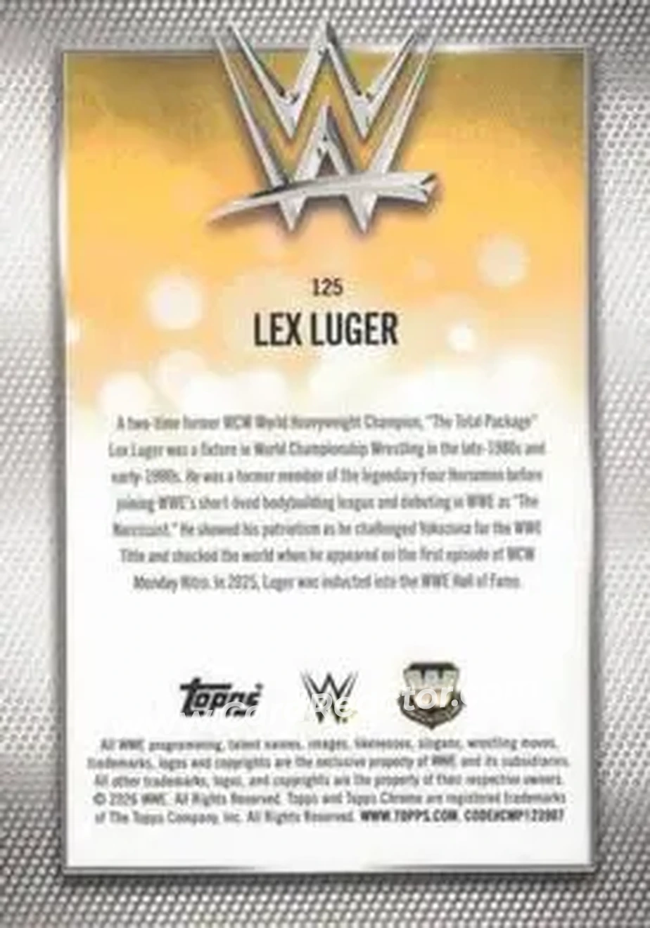 2026 Topps Chrome WWE - Pink Refractor #125 - Lex Luger - Back 2026 Topps Chrome WWE - Pink Refractor #125 - Lex Luger - Back
