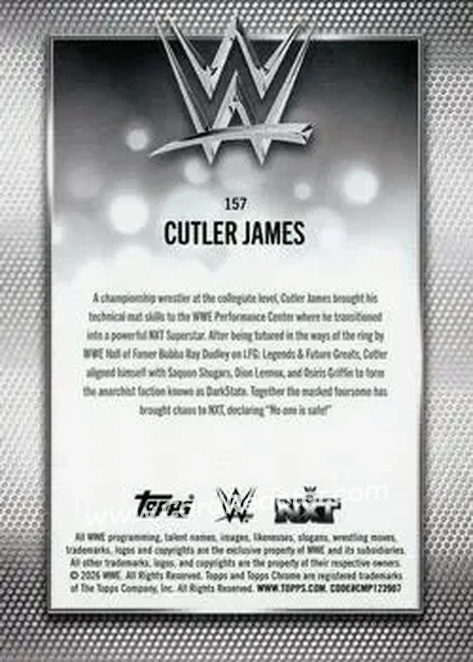 2026 Topps Chrome WWE - Pink Refractor #157 - Cutler James - Back