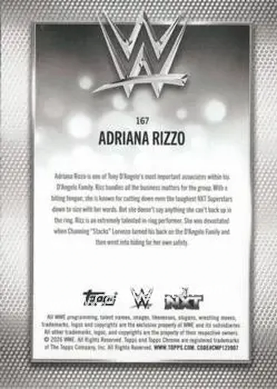2026 Topps Chrome WWE - Pink Refractor #167 - Adriana Rizzo - Back