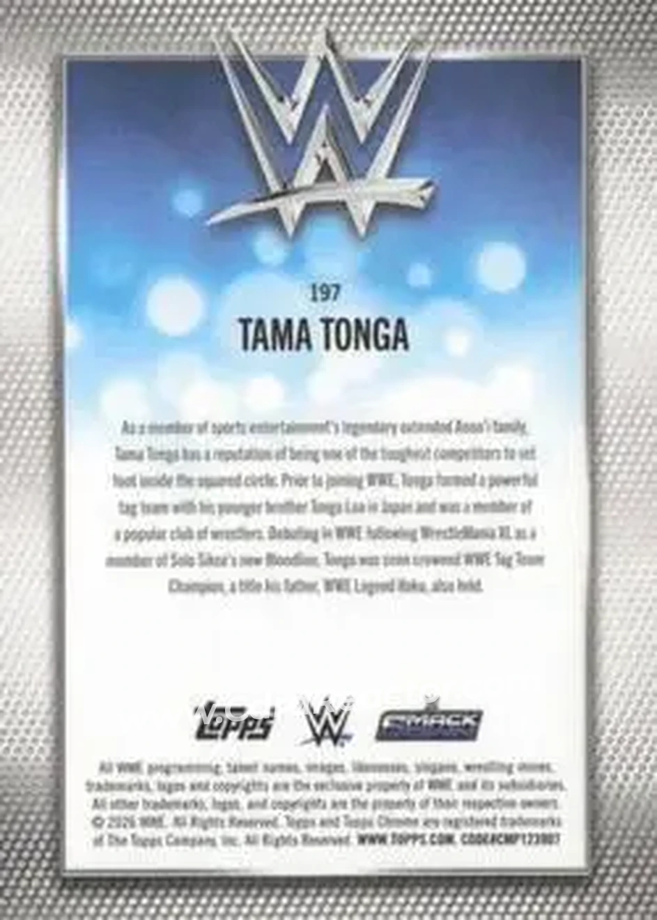 2026 Topps Chrome WWE - Pink Refractor #197 - Tama Tonga - Back