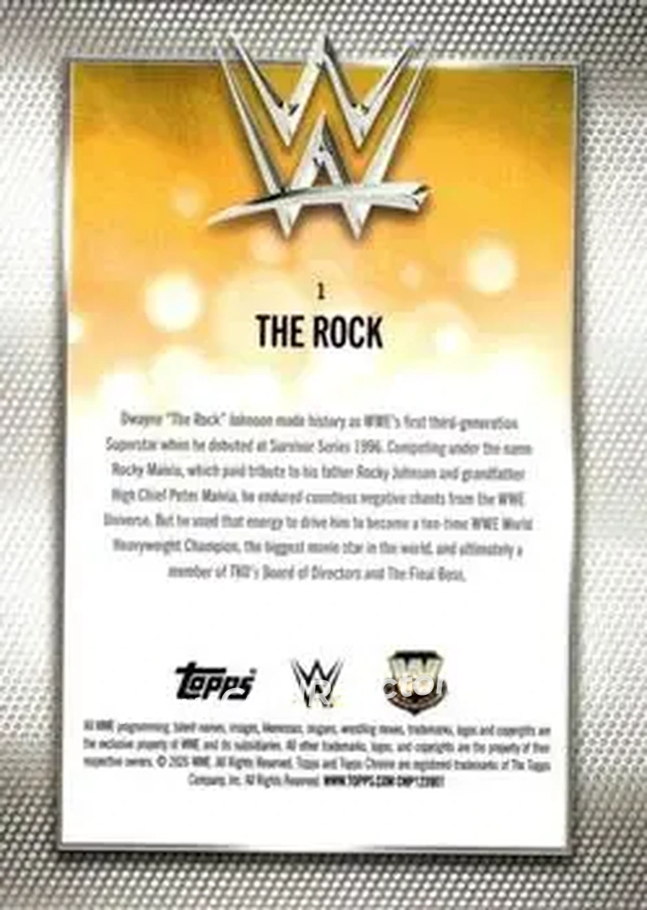 2026 Topps Chrome WWE - Aqua Refractor #1 - The Rock - Back