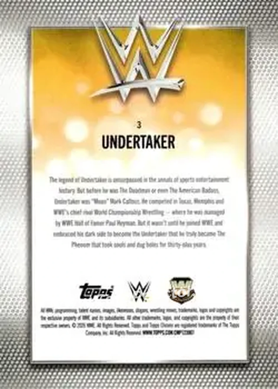 2026 Topps Chrome WWE - Aqua Refractor #3 - The Undertaker - Back