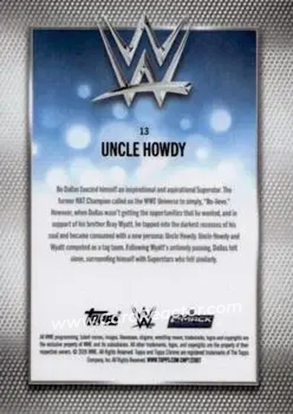 2026 Topps Chrome WWE - Aqua Refractor #13 - Uncle Howdy - Back 2026 Topps Chrome WWE - Aqua Refractor #13 - Uncle Howdy - Back