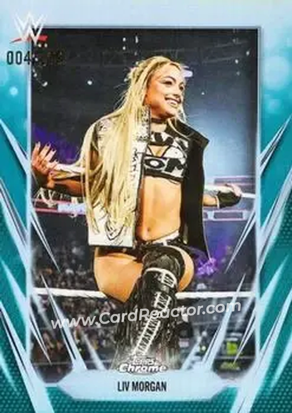 2026 Topps Chrome WWE - Aqua Refractor #17 - Liv Morgan - Front 2026 Topps Chrome WWE - Aqua Refractor #17 - Liv Morgan - Front