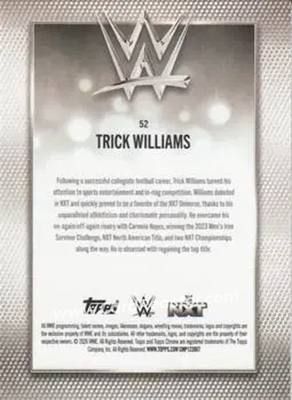 2026 Topps Chrome WWE - Aqua Refractor #52 - Trick Williams - Back