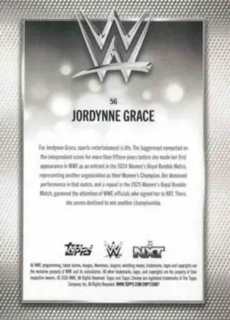 2026 Topps Chrome WWE - Aqua Refractor #56 - Jordynne Grace - Back