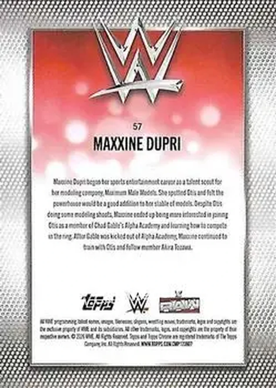 2026 Topps Chrome WWE - Aqua Refractor #57 - Maxxine Dupri - Back