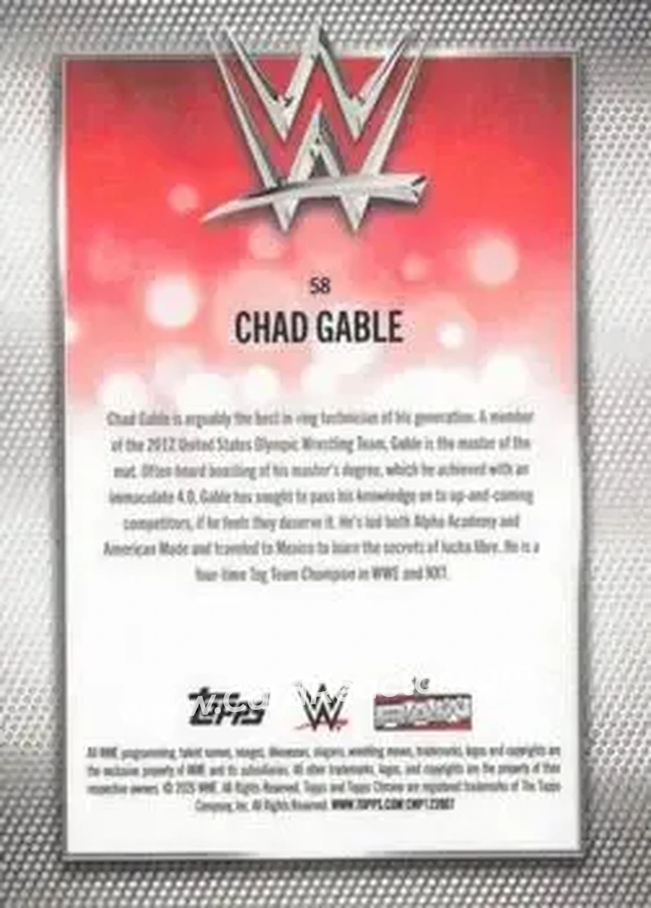 2026 Topps Chrome WWE - Aqua Refractor #58 - Chad Gable - Back