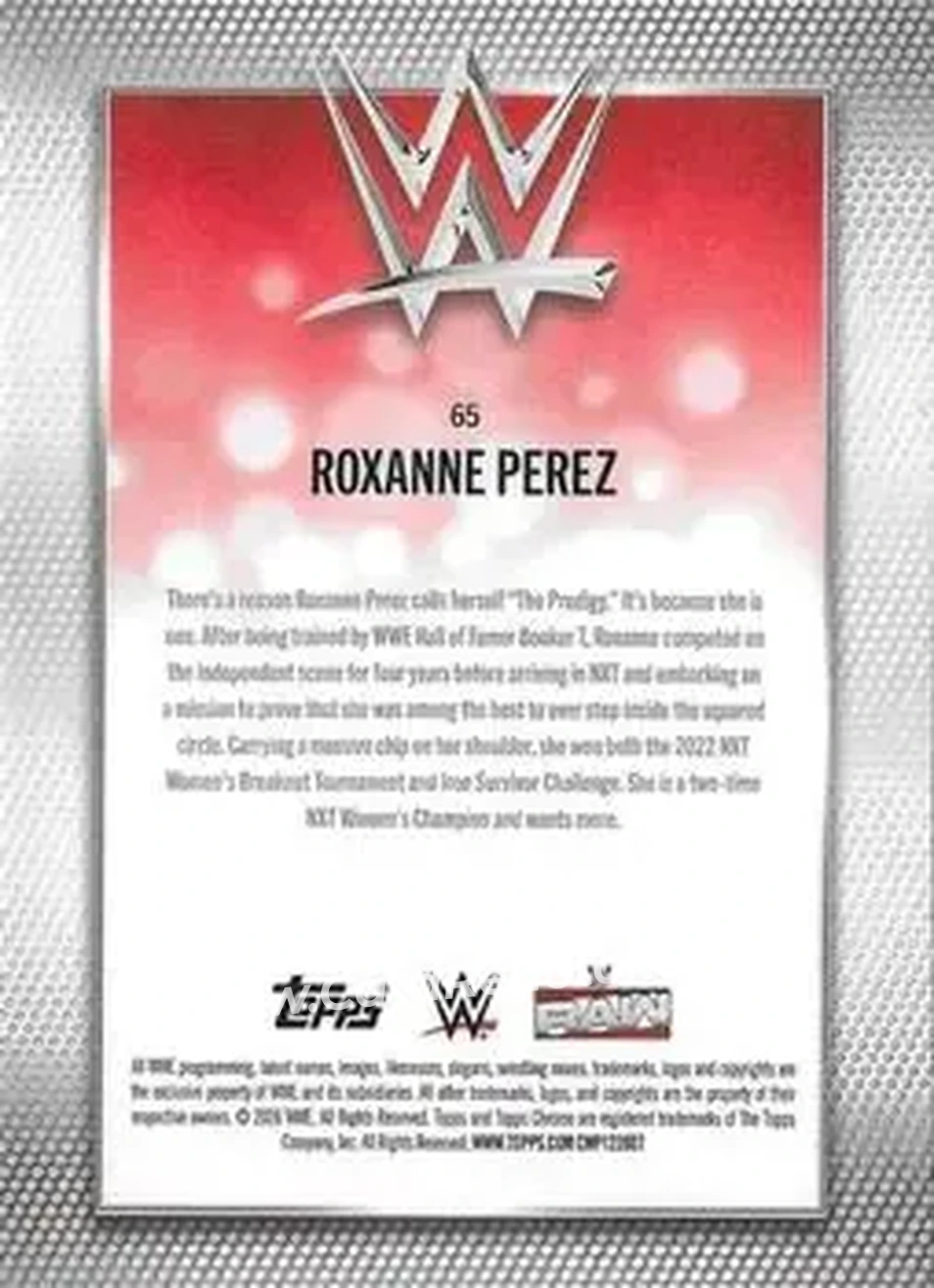 2026 Topps Chrome WWE - Aqua Refractor #65 - Roxanne Perez - Back