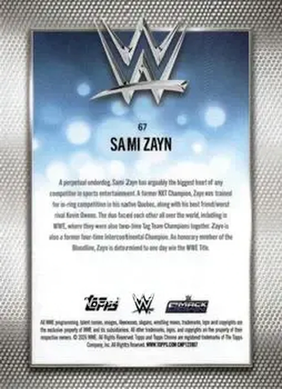 2026 Topps Chrome WWE - Aqua Refractor #67 - Sami Zayn - Back