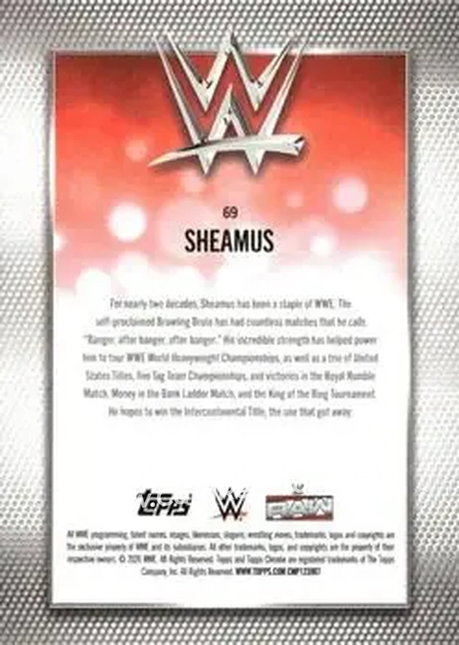 2026 Topps Chrome WWE - Aqua Refractor #69 - Sheamus - Back 2026 Topps Chrome WWE - Aqua Refractor #69 - Sheamus - Back