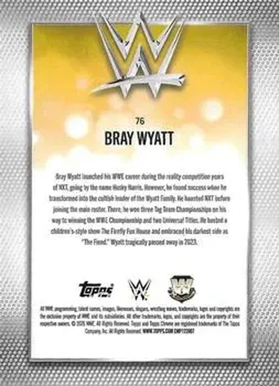 2026 Topps Chrome WWE - Aqua Refractor #76 - "The Fiend" Bray Wyatt - Back