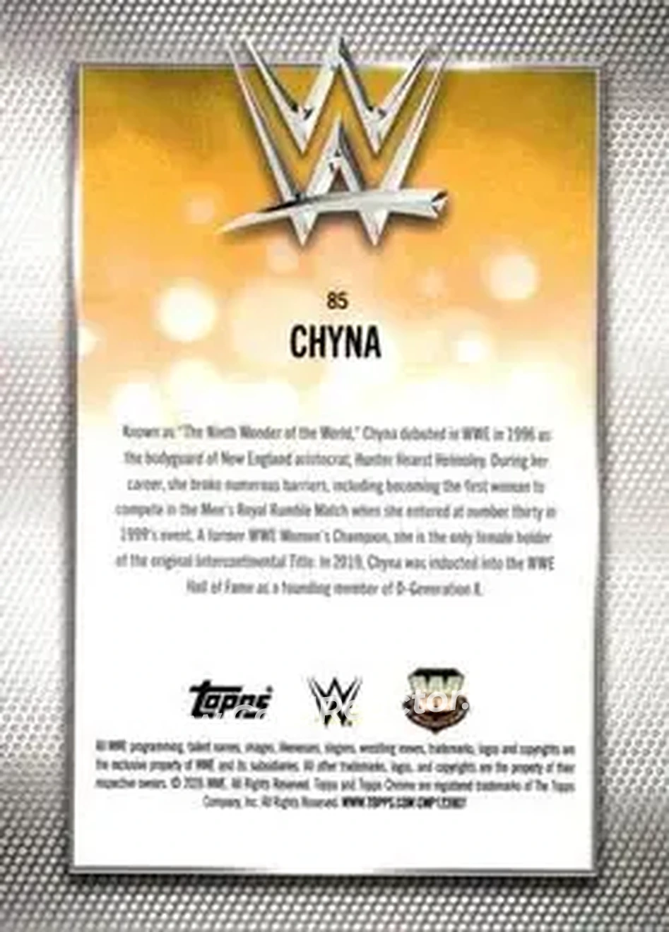 2026 Topps Chrome WWE - Aqua Refractor #85 - Chyna - Back 2026 Topps Chrome WWE - Aqua Refractor #85 - Chyna - Back