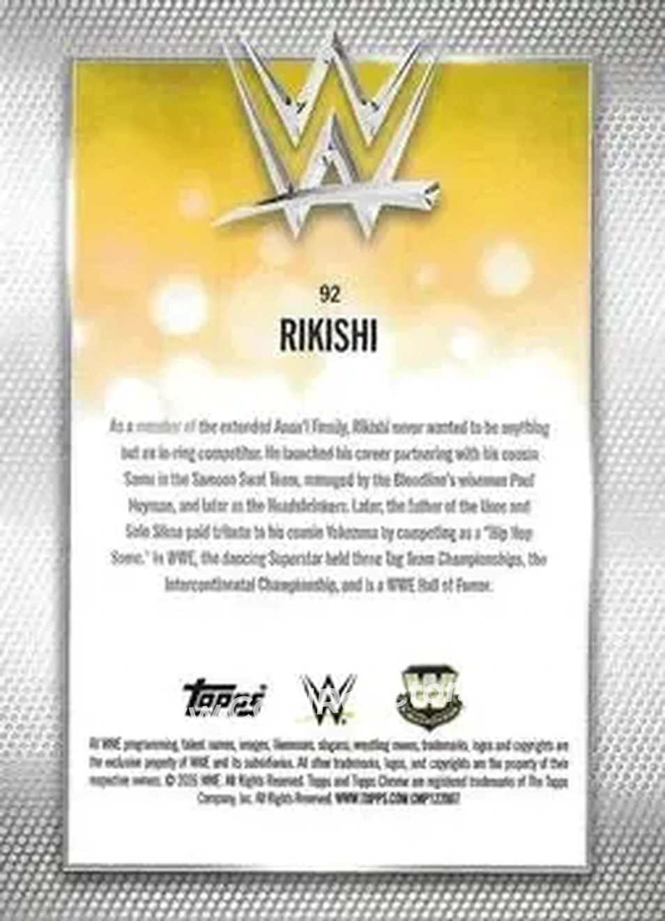 2026 Topps Chrome WWE - Aqua Refractor #92 - Rikishi - Back