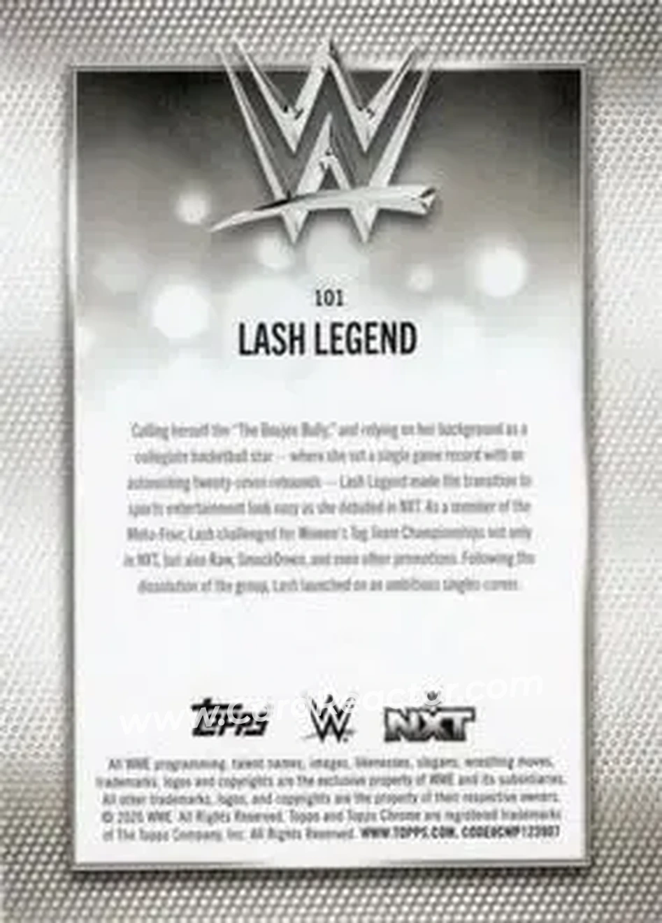 2026 Topps Chrome WWE - Aqua Refractor #101 - Lash Legend - Back 2026 Topps Chrome WWE - Aqua Refractor #101 - Lash Legend - Back