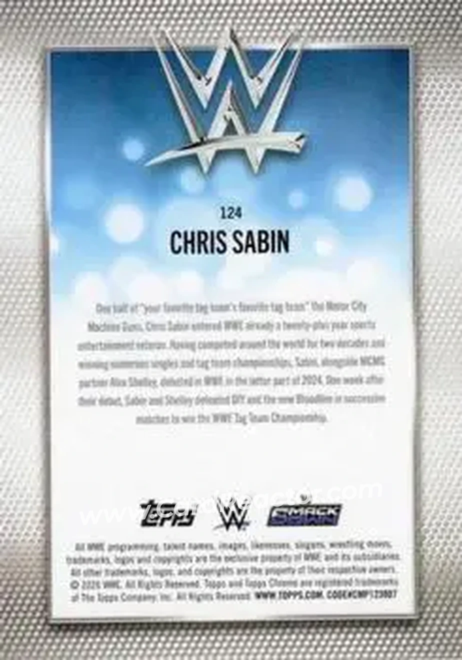 2026 Topps Chrome WWE - Aqua Refractor #124 - Chris Sabin - Back