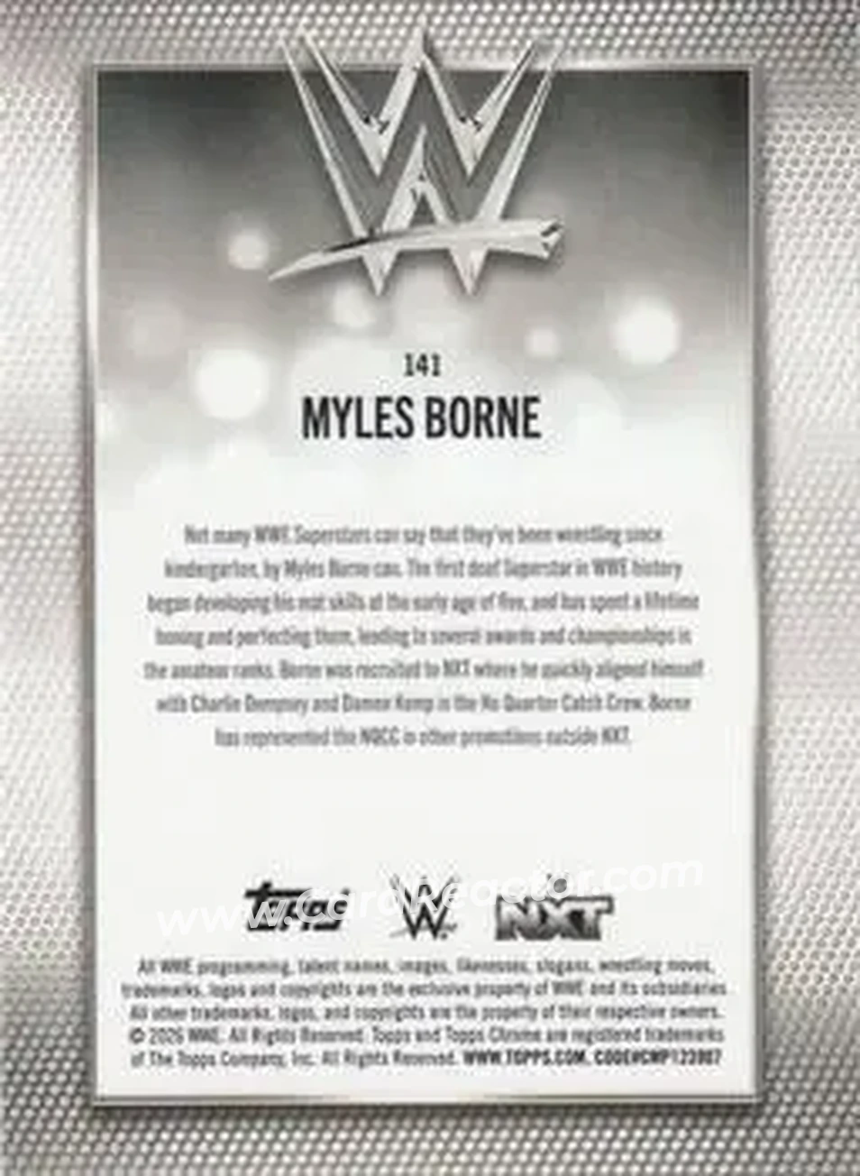 2026 Topps Chrome WWE - Aqua Refractor #141 - Myles Borne - Back