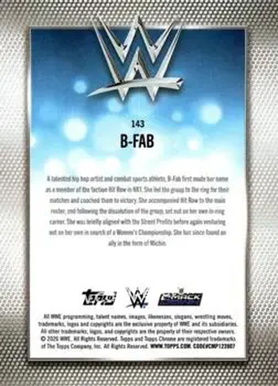 2026 Topps Chrome WWE - Aqua Refractor #143 - B-Fab - Back