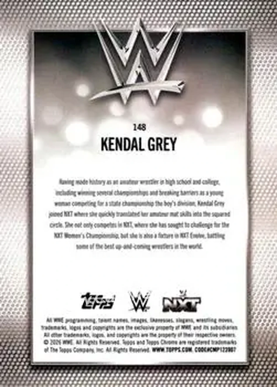 2026 Topps Chrome WWE - Aqua Refractor #148 - Kendal Grey - Back