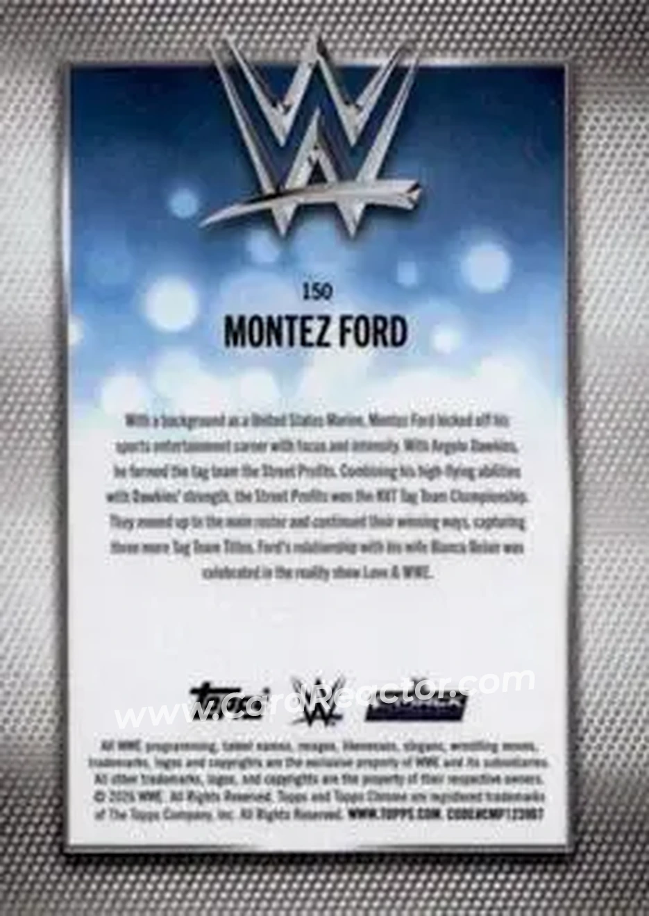 2026 Topps Chrome WWE - Aqua Refractor #150 - Montez Ford - Back 2026 Topps Chrome WWE - Aqua Refractor #150 - Montez Ford - Back