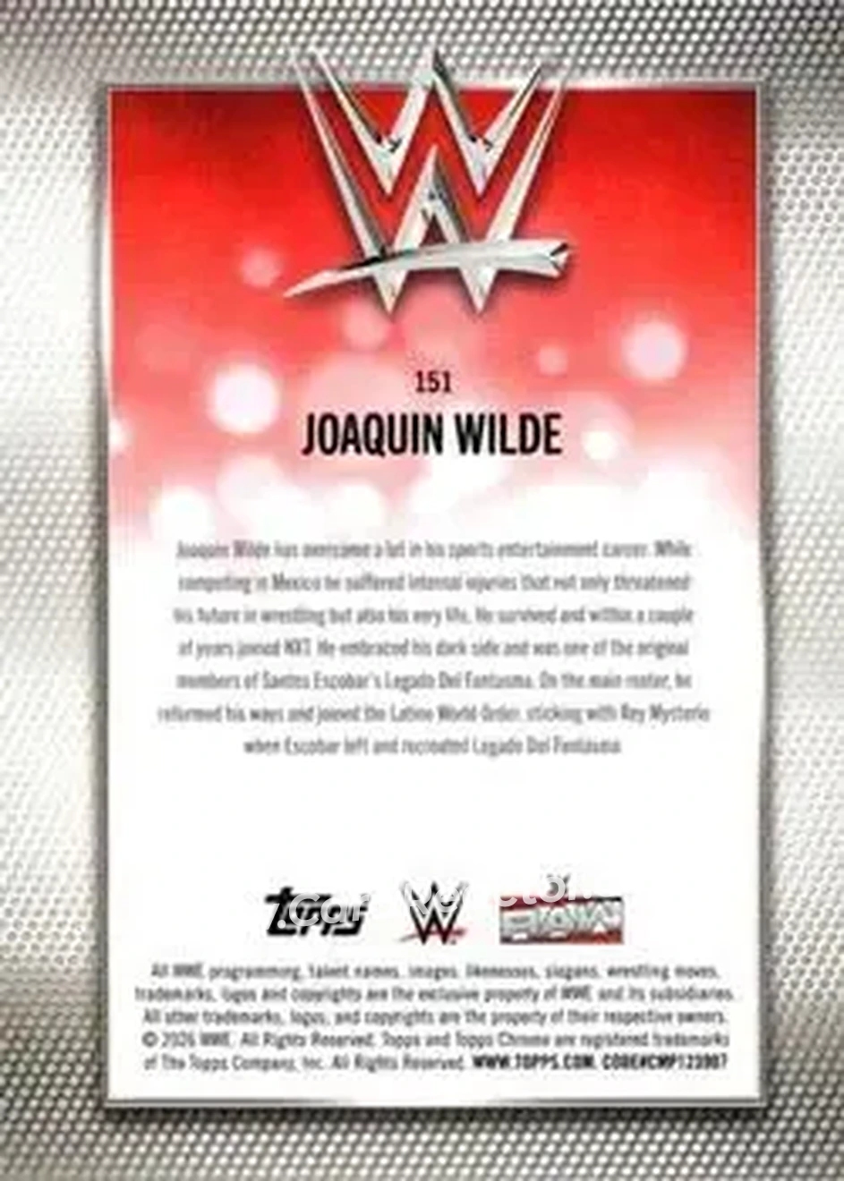 2026 Topps Chrome WWE - Aqua Refractor #151 - Joaquin Wilde - Back