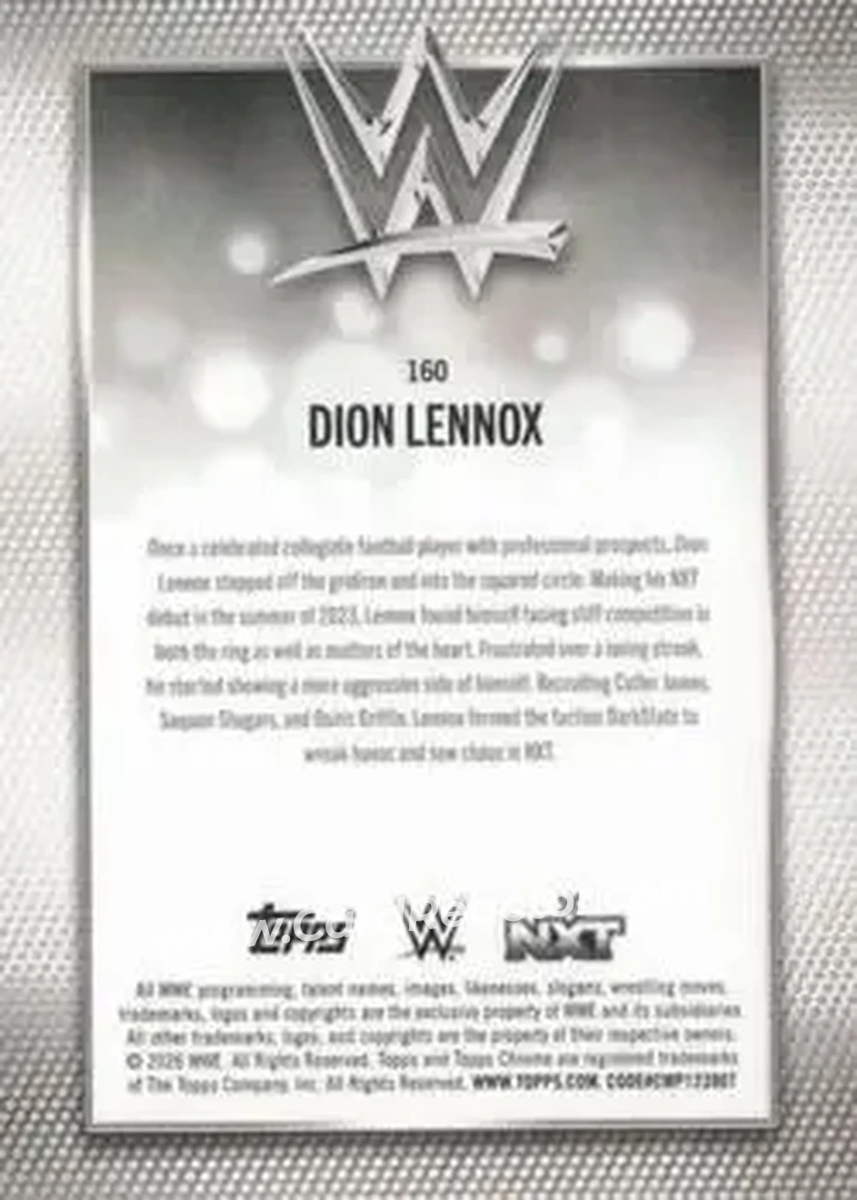 2026 Topps Chrome WWE - Aqua Refractor #160 - Dion Lennox - Back