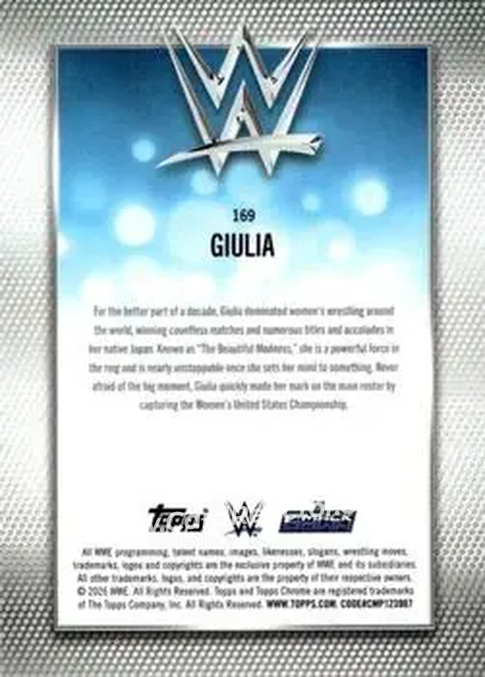2026 Topps Chrome WWE - Aqua Refractor #169 - Giulia - Back