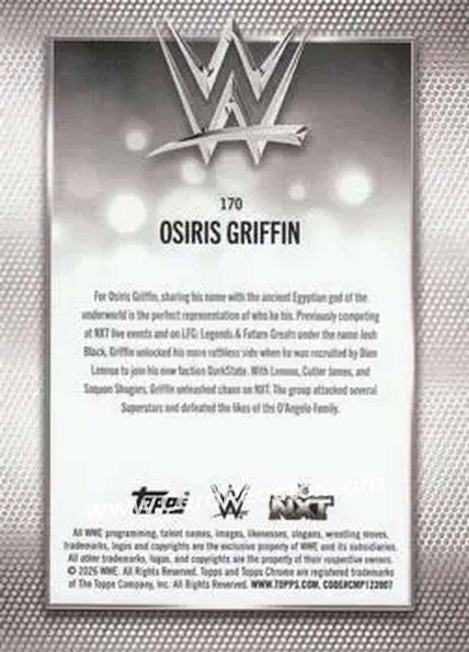2026 Topps Chrome WWE - Aqua Refractor #170 - Osiris Griffin - Back