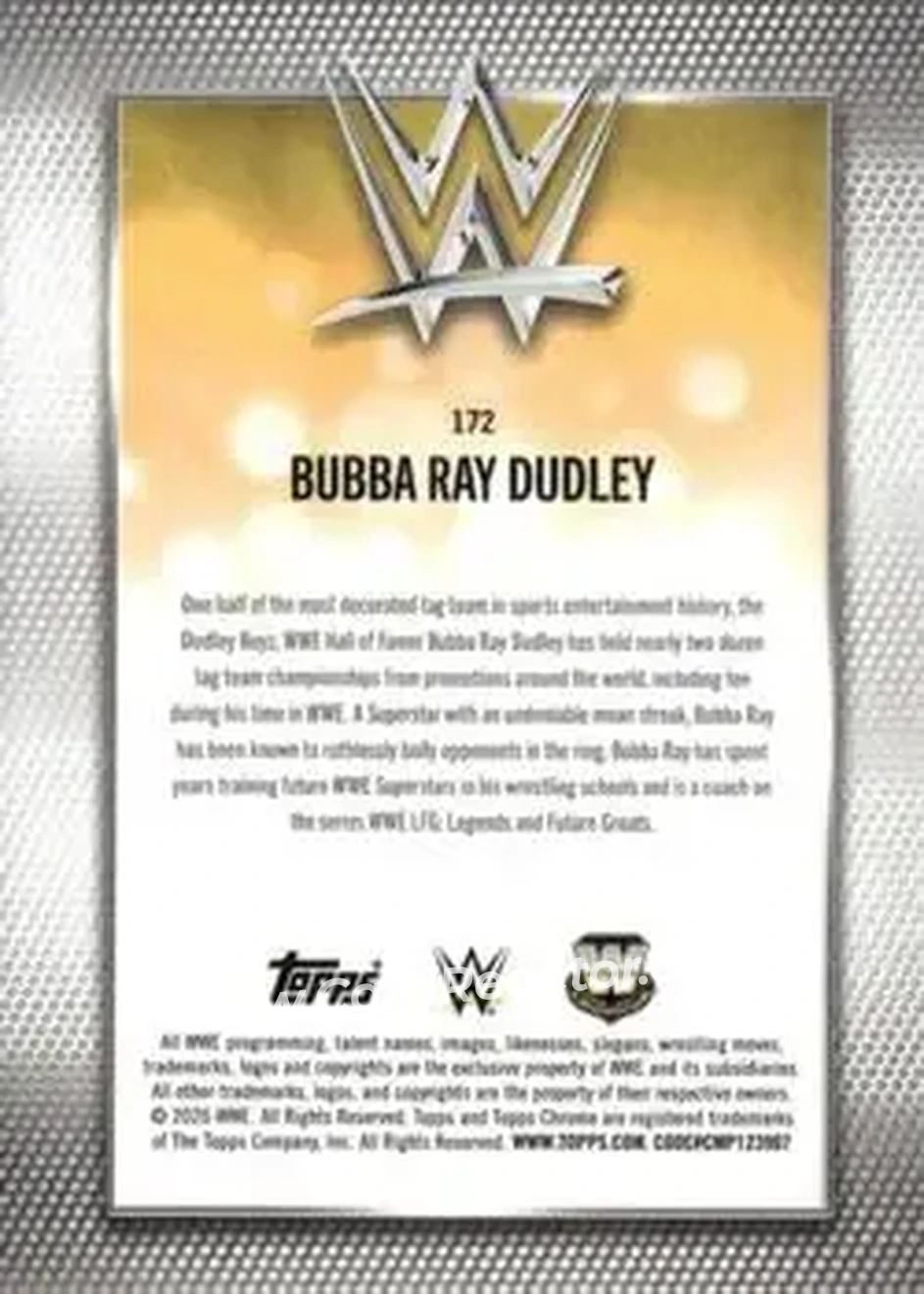 2026 Topps Chrome WWE - Aqua Refractor #172 - Bubba Ray Dudley - Back