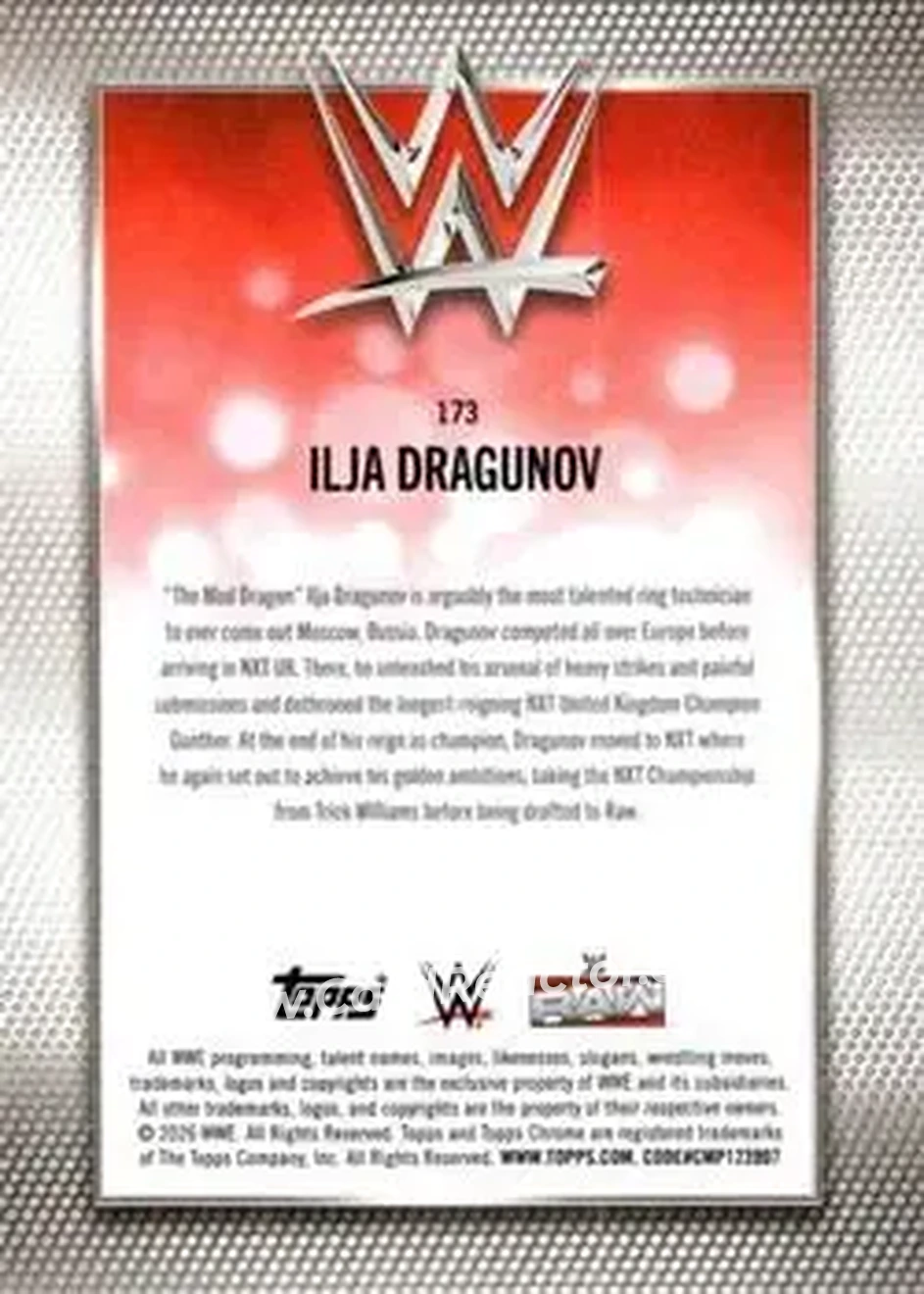 2026 Topps Chrome WWE - Aqua Refractor #173 - Ilja Dragunov - Back