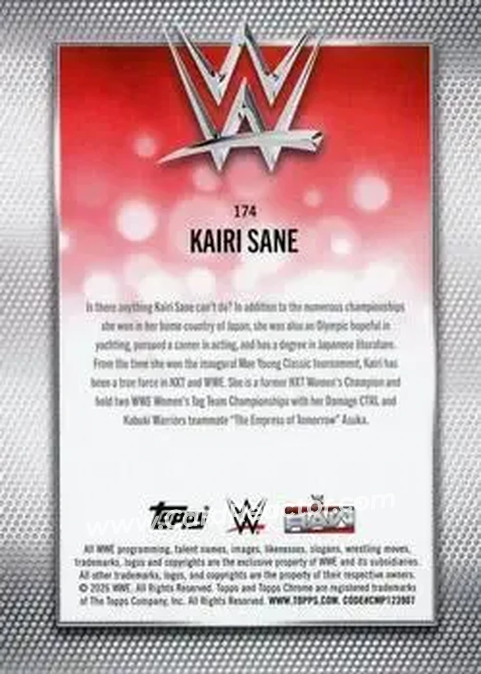 2026 Topps Chrome WWE - Aqua Refractor #174 - Kairi Sane - Back