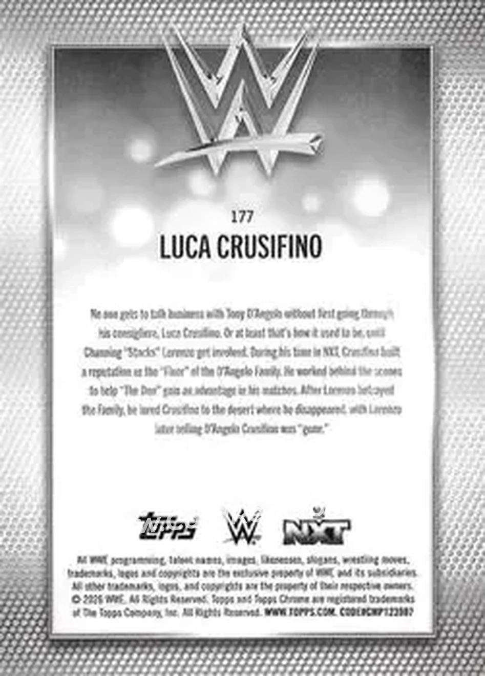 2026 Topps Chrome WWE - Aqua Refractor #177 - Luca Crusifino - Back