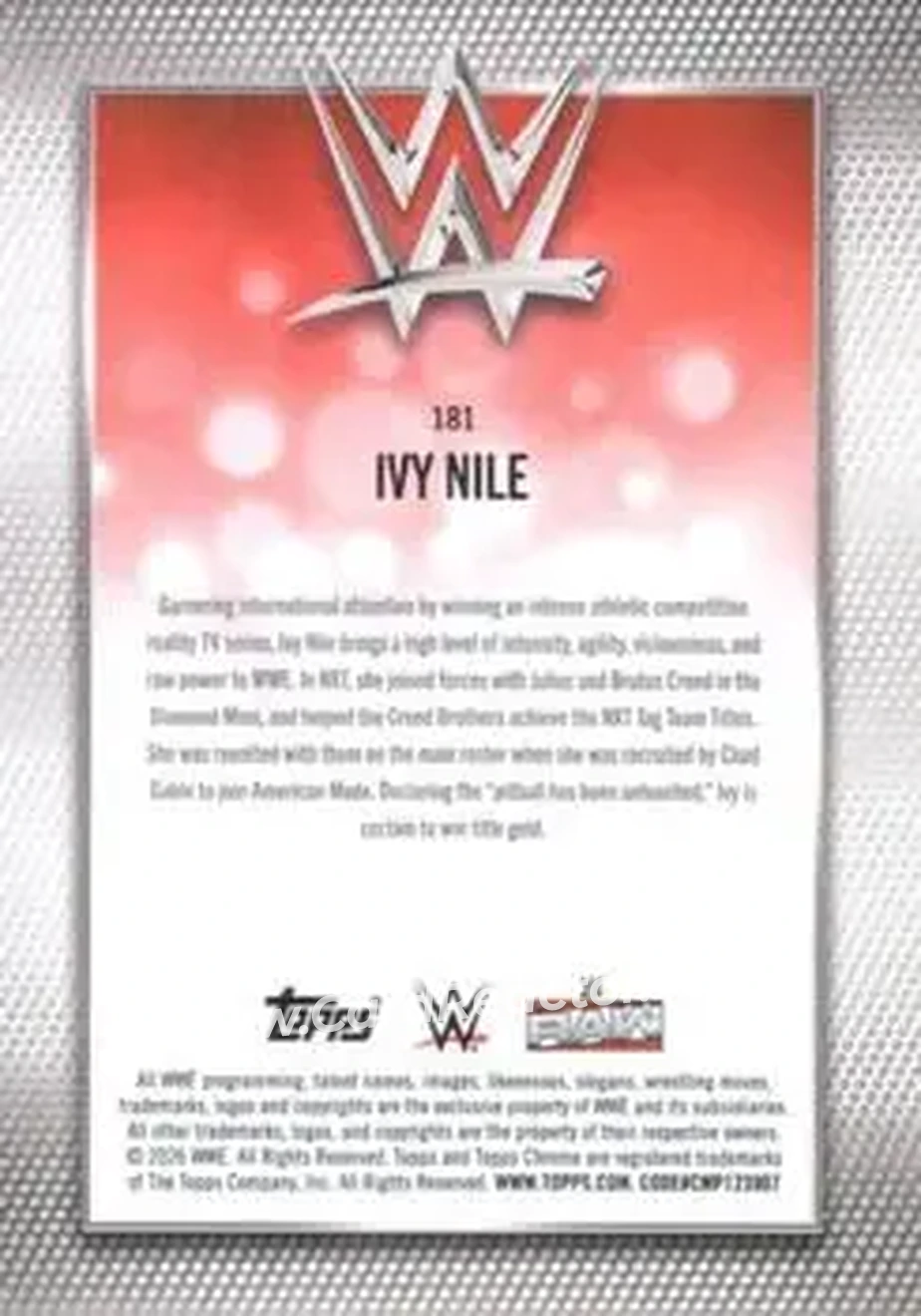 2026 Topps Chrome WWE - Aqua Refractor #181 - Ivy Nile - Back