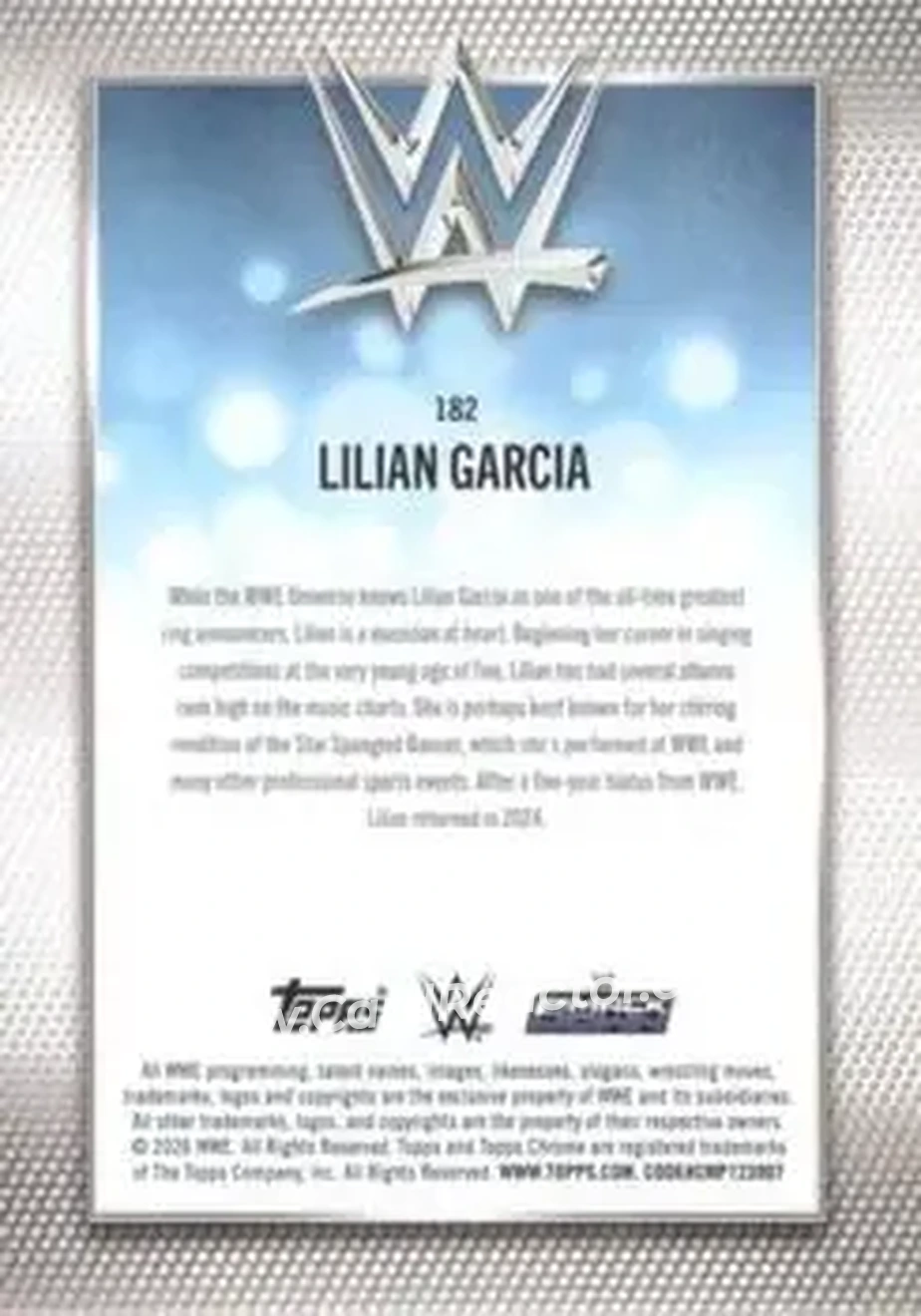 2026 Topps Chrome WWE - Aqua Refractor #182 - Lilian Garcia - Back