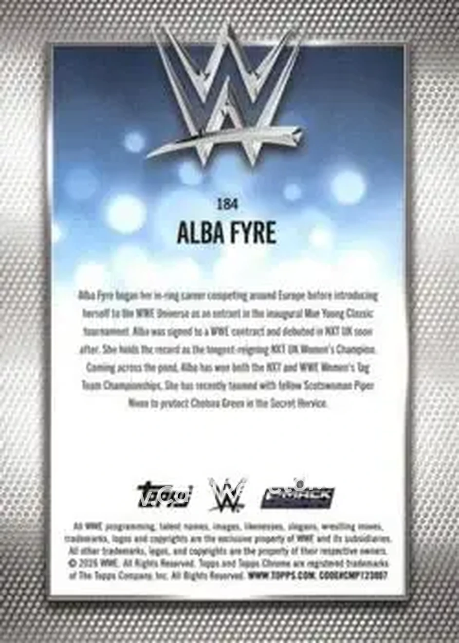 2026 Topps Chrome WWE - Aqua Refractor #184 - Alba Fyre - Back