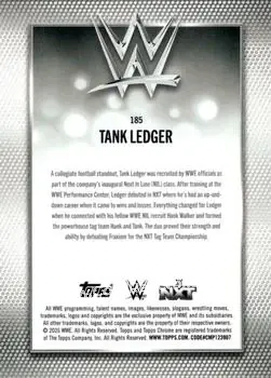 2026 Topps Chrome WWE - Aqua Refractor #185 - Tank Ledger - Back 2026 Topps Chrome WWE - Aqua Refractor #185 - Tank Ledger - Back
