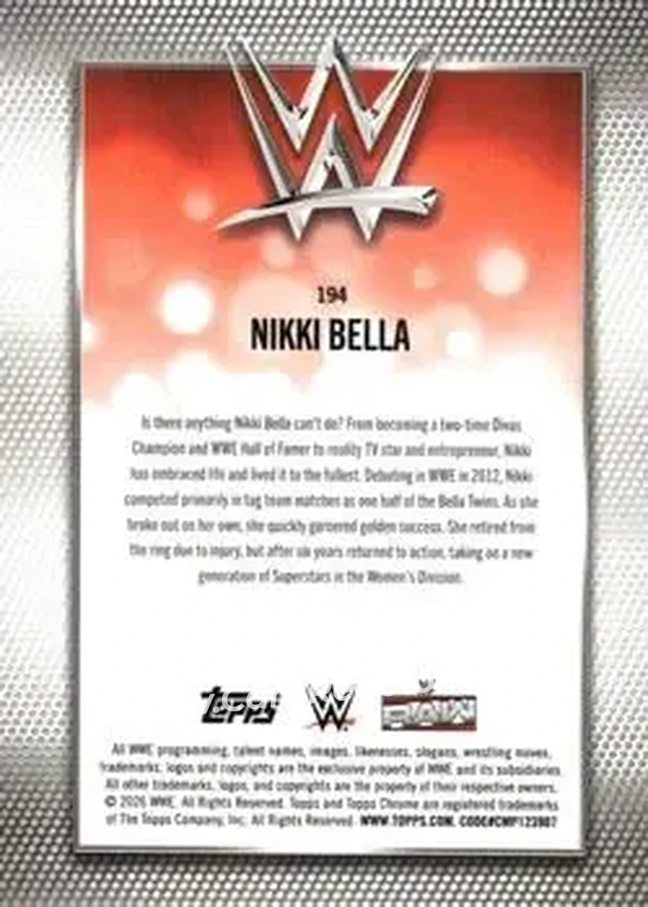2026 Topps Chrome WWE - Aqua Refractor #194 - Nikki Bella - Back