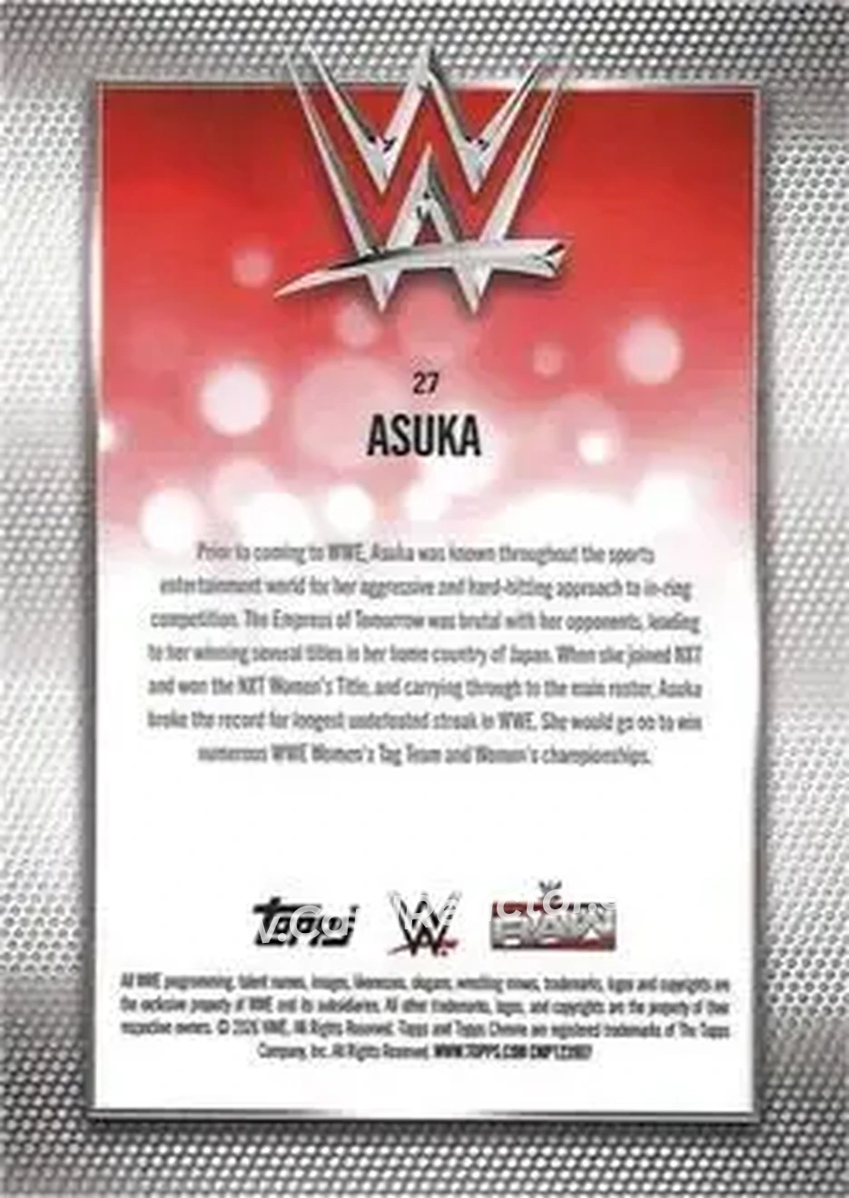 2026 Topps Chrome WWE - Blue Refractor #27 - Asuka - Back