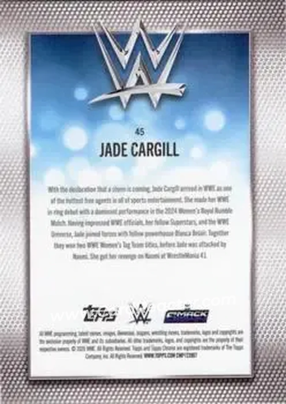 2026 Topps Chrome WWE - Blue Refractor #45 - Jade Cargill - Back 2026 Topps Chrome WWE - Blue Refractor #45 - Jade Cargill - Back