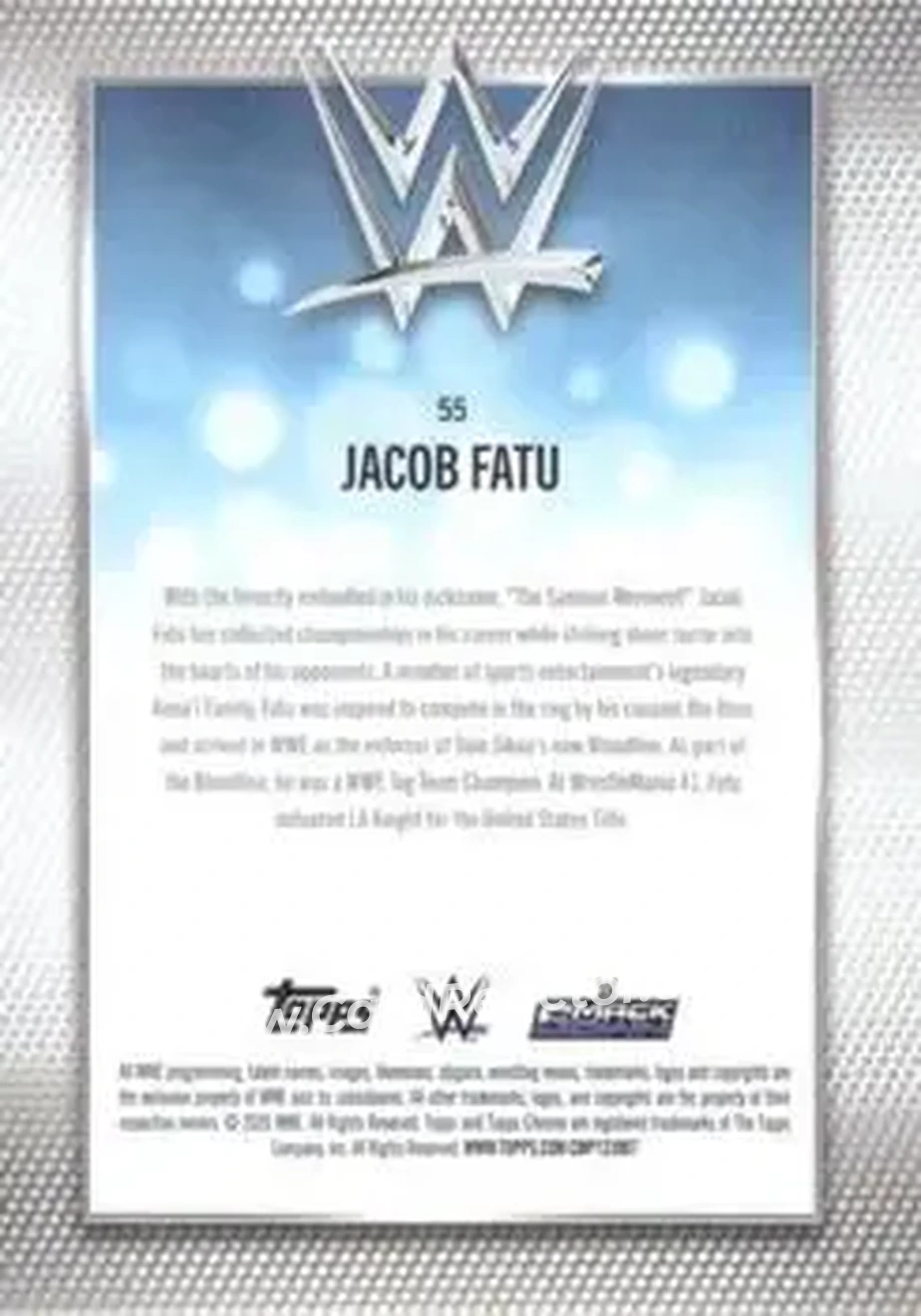 2026 Topps Chrome WWE - Blue Refractor #55 - Jacob Fatu - Back