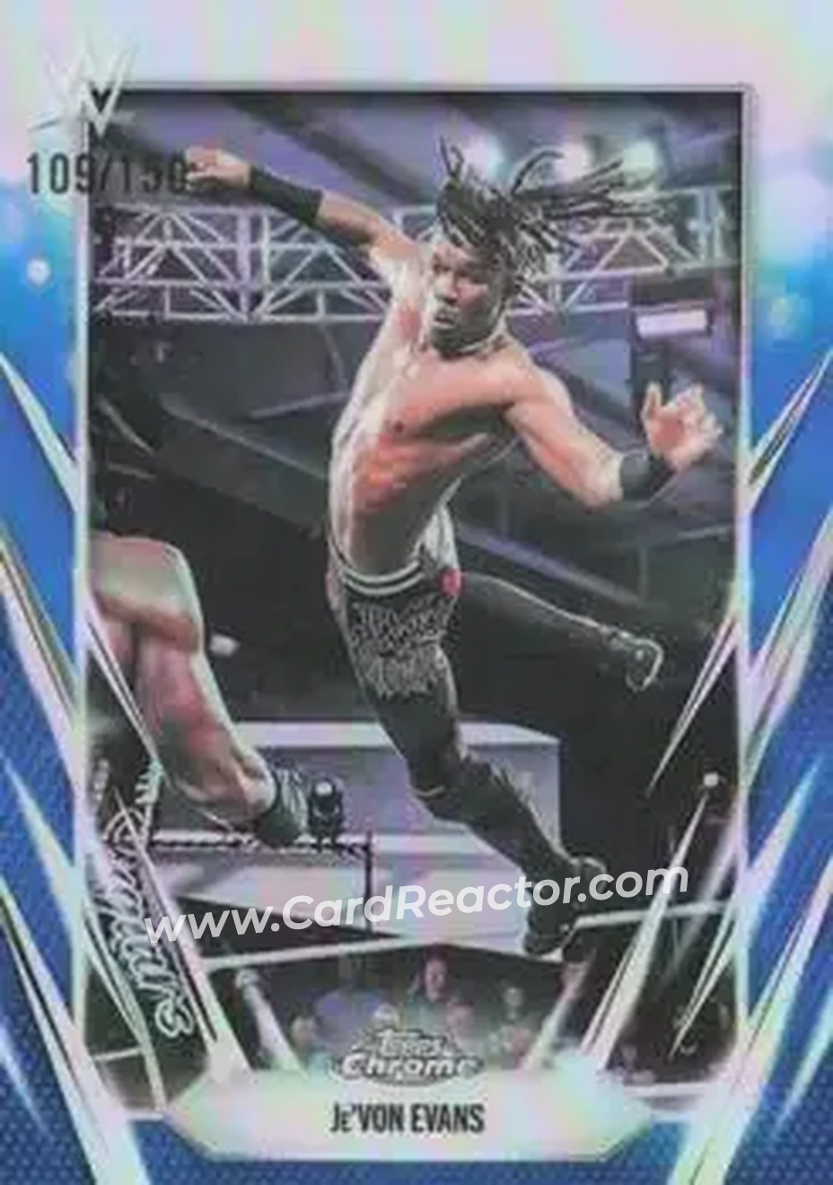 2026 Topps Chrome WWE - Blue Refractor #186 - Je'Von Evans - Front 2026 Topps Chrome WWE - Blue Refractor #186 - Je'Von Evans - Front