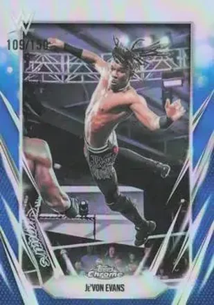 2026 Topps Chrome WWE - Blue Refractor #186 - Je'Von Evans