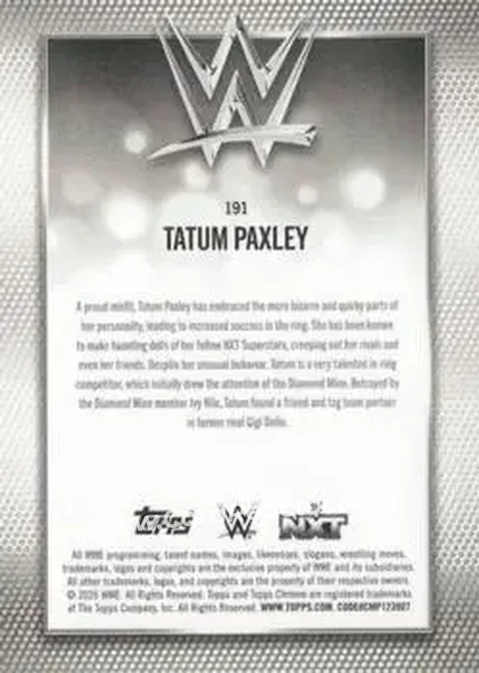 2026 Topps Chrome WWE - Blue Refractor #191 - Tatum Paxley - Back