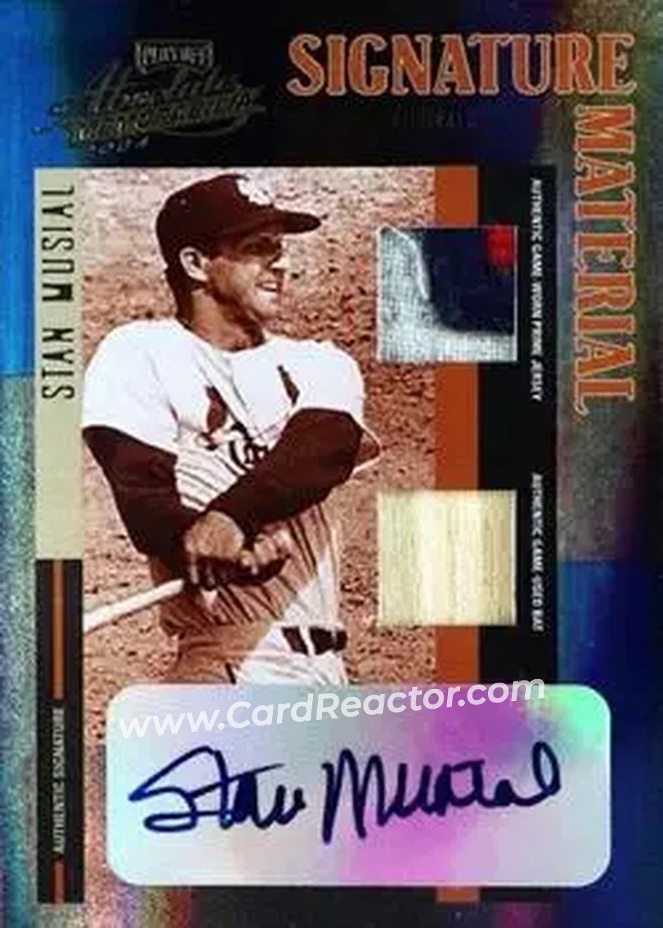 2004 Playoff Absolute Memorabilia - Signature Combo Material PS #SM-5 - Stan Musial - St. Louis Cardinals - Front