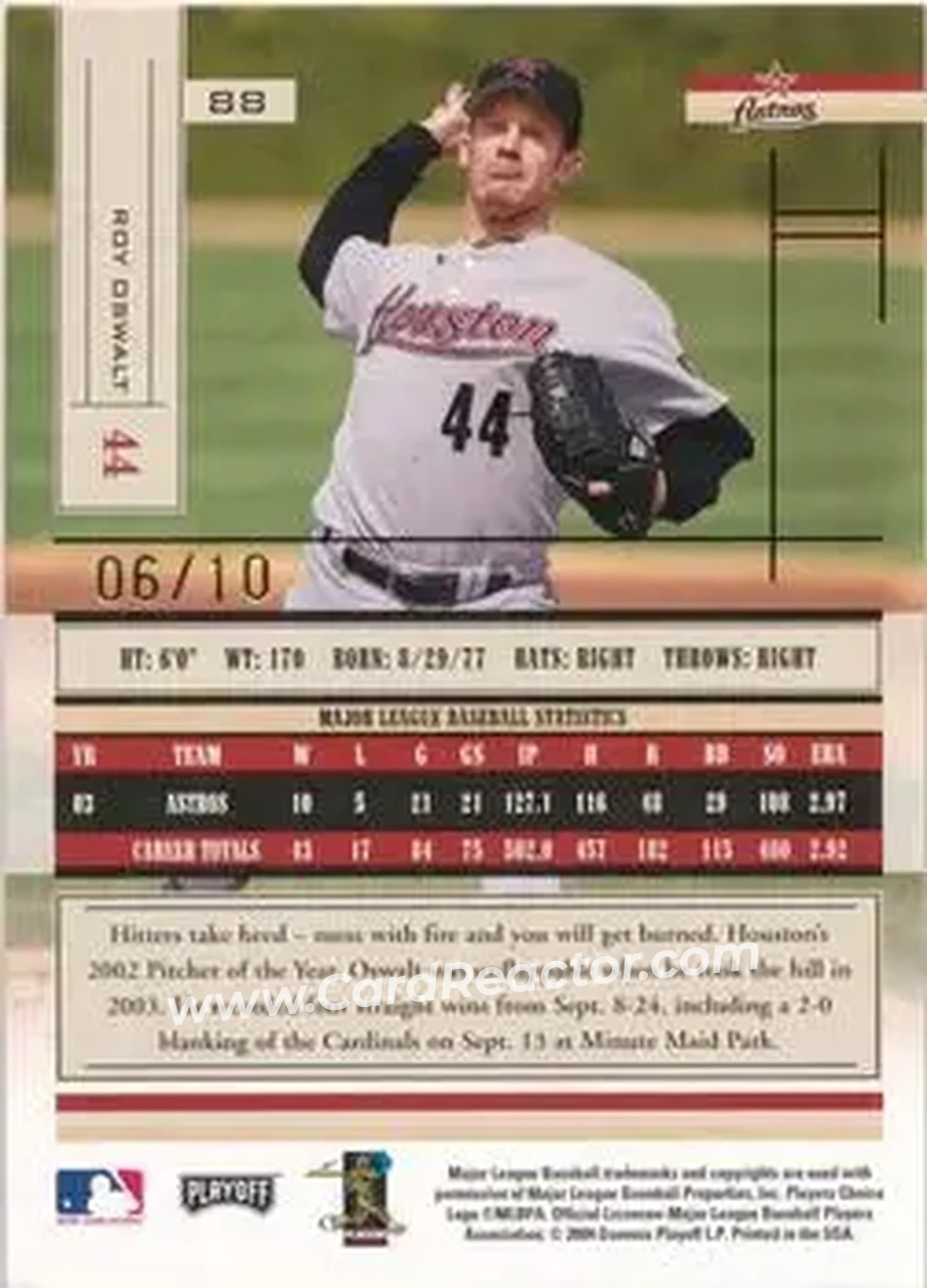 2004 Playoff Absolute Memorabilia - Signature Spectrum Gold #88 - Roy Oswalt - Houston Astros - Back