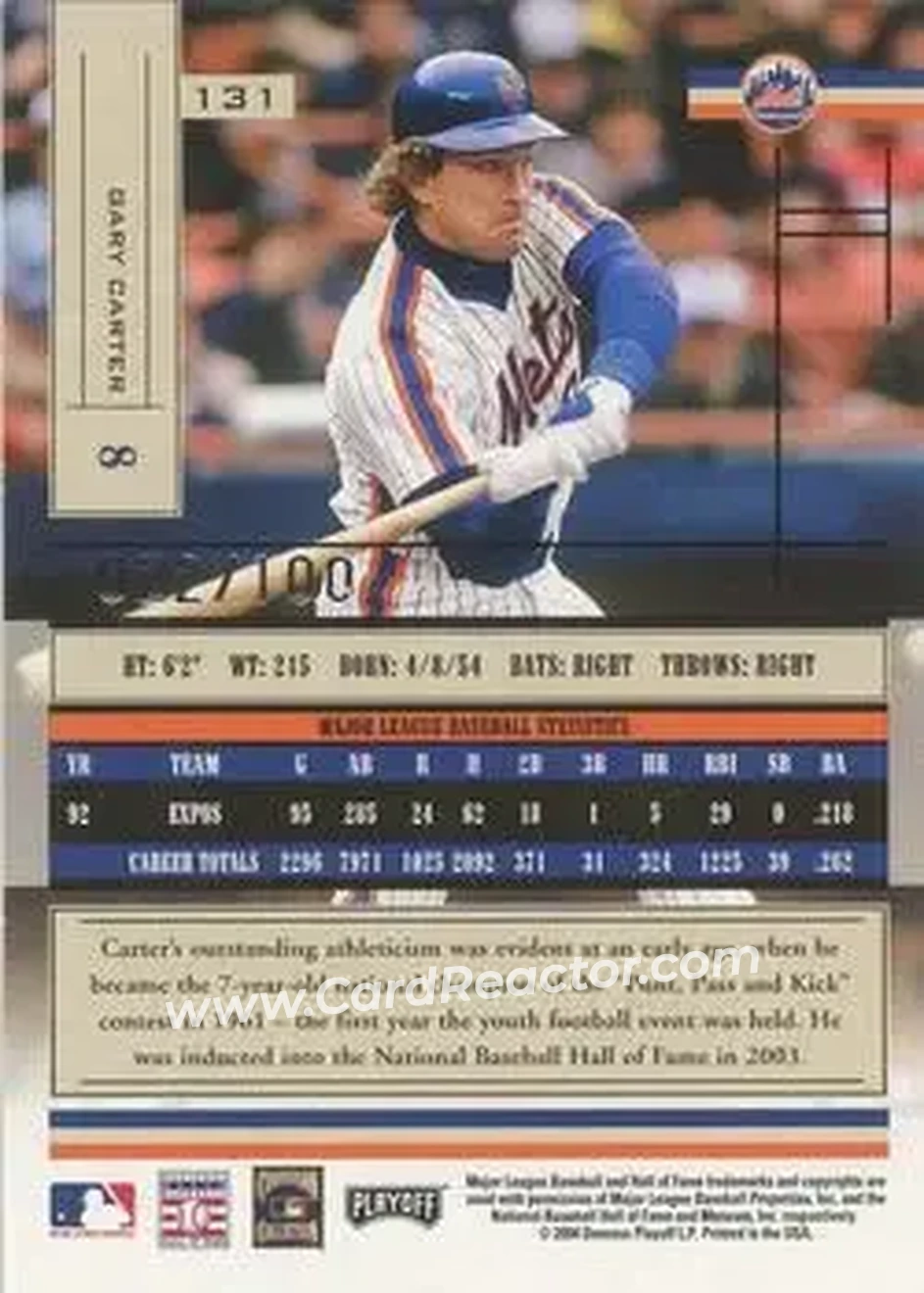 2004 Playoff Absolute Memorabilia - Signature Spectrum Gold #131 - Gary Carter - New York Mets - Back